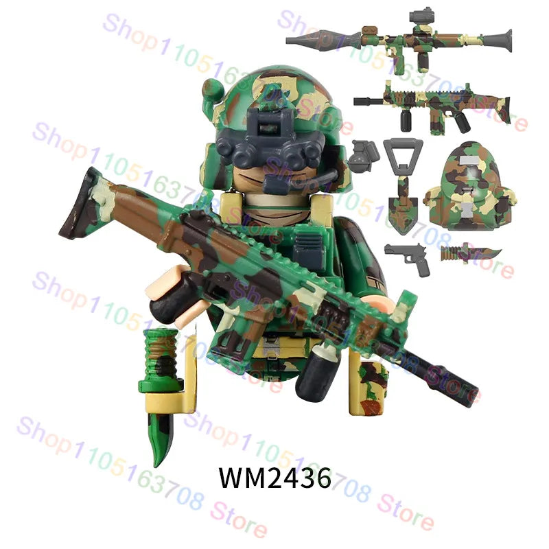 MOC Military Building Blocks Bricks Anime Mini Action Soldier Accessories Figures Diy Assembly Toys Christmas Gifts WM6147