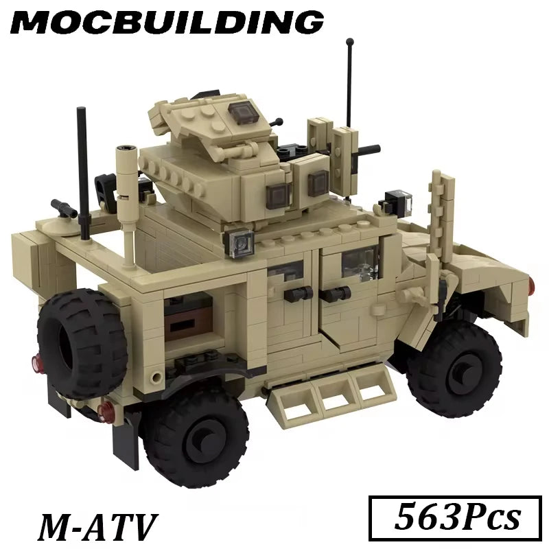 M-ATV Military Vehicle Car Truck Model MRAP MOC Building Blocks Brick Display Toys Gift