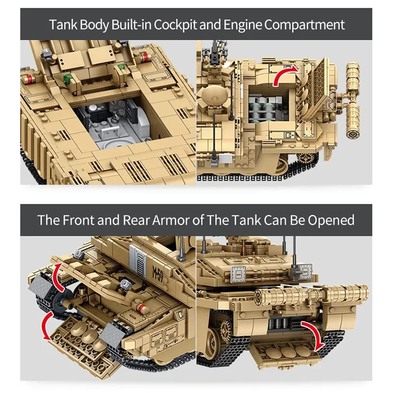 1687Pcs Military Tanks UK Challenger II Main Battle Tank Building Blocks Model Soldier Bricks WW2 Army Toys Kids Children Gifts