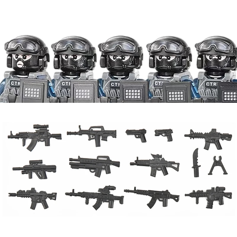 City Police China PTU Special Forces Building Blocks Assault Soldier CTRU Figures Gas Defense Mask Military Weapons Bricks Toys