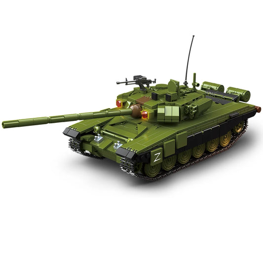 WW2 Military Army Soldiers World War 2 T-90 Main Battle Tank Model Assemble Building Blocks Bricks Children's DIY Toys Gift