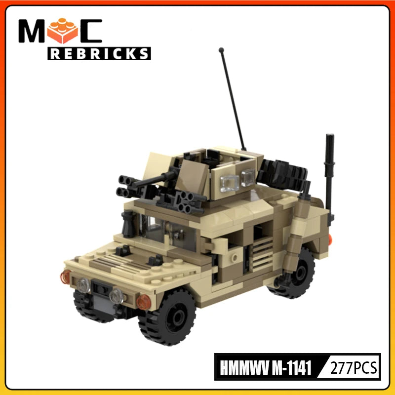 WW2 US Military Armored Vehicle M1114 MOC Building Block Army Special Forces Cars Model DIY Bricks Toys Children's Gifts
