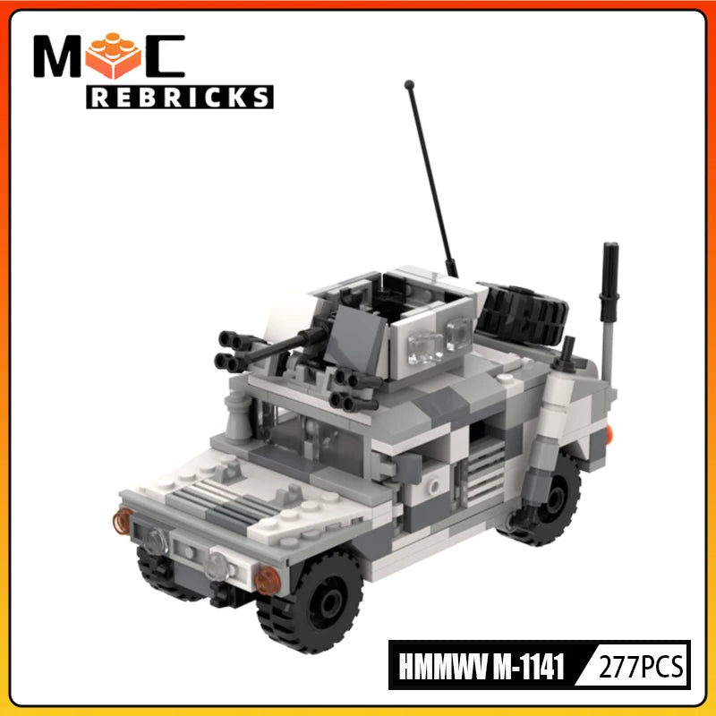 WW2 US Military Armored Vehicle M1114 MOC Building Block Army Special Forces Cars Model DIY Bricks Toys Children's Gifts