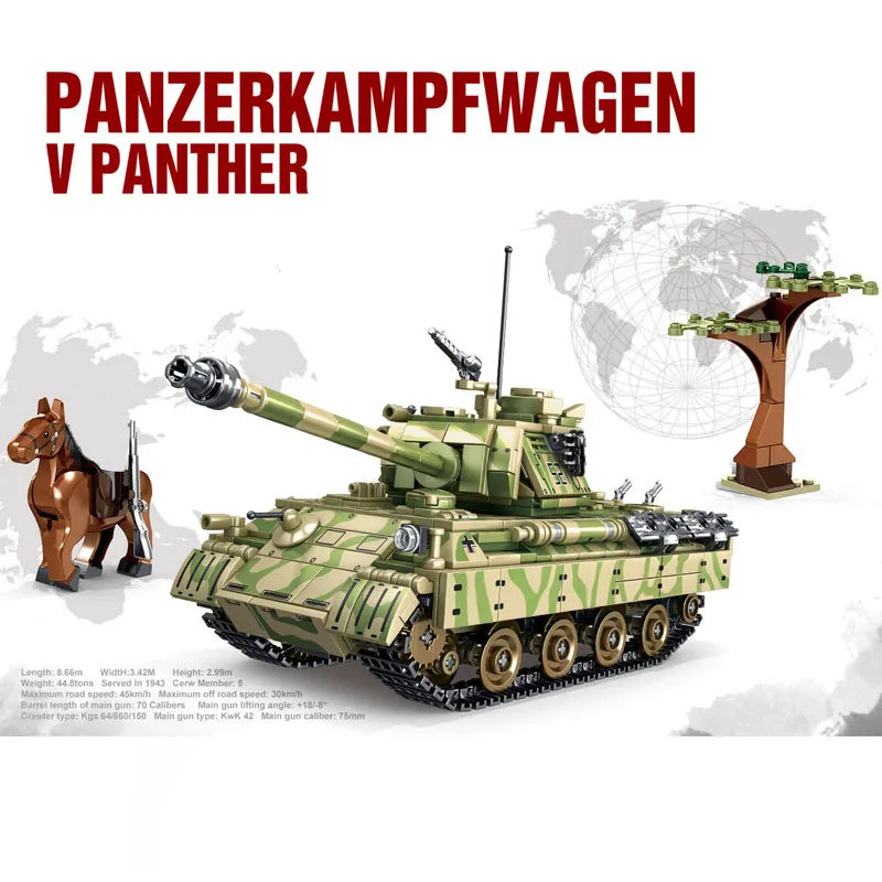 Military series main battle tank building block model challenge leopard 2A7+ ten tank boy children's toy gift