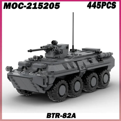 445PCS MOC-215205 Building Blocks WW II Military Truk Vehicle BTR-82A DIY Model Puzzle Bricks Toy Birthday Gifts