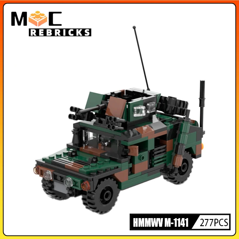 WW2 US Military Armored Vehicle M1114 MOC Building Block Army Special Forces Cars Model DIY Bricks Toys Children's Gifts