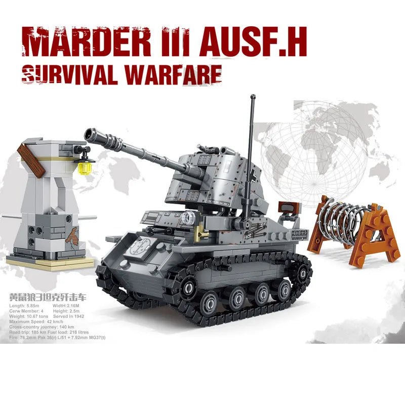 Military series main battle tank building block model challenge leopard 2A7+ ten tank boy children's toy gift