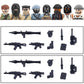 City Accessories MOC Modern Villain Gangster Figures Bazooka Building Block Soldier Mask Helmet Guns Military Weapon Bricks Toys