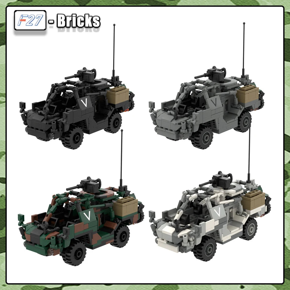 Modern Military Series Britain Jackal Armoured Wheeled Vehicle With Figures MOC Building Block Puzzle Bricks Toys Children Gifts