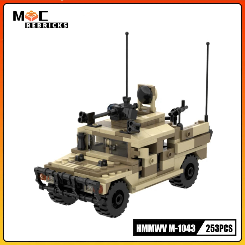 MOC Building Block Military Vehicle Hummer M-1043 Armored SWAT Special Forces Vehicle Model Originality Bricks Boy Toy Xmas Gift