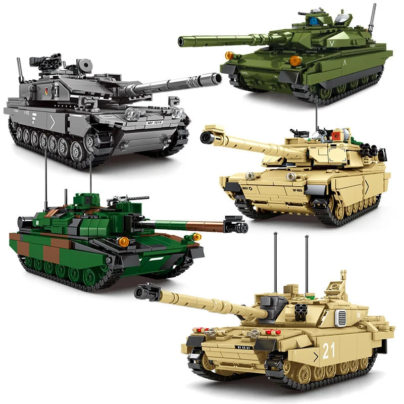 Military series main battle tank building block model challenge leopard 2A7+ ten tank boy children's toy gift