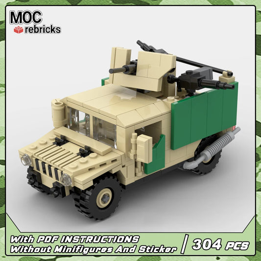 MOC-228843 Military Series DIY Building Block Brick HMMWV Modified Gun Truck Vehicle Children's Toys Hobbies Birthday Gifts