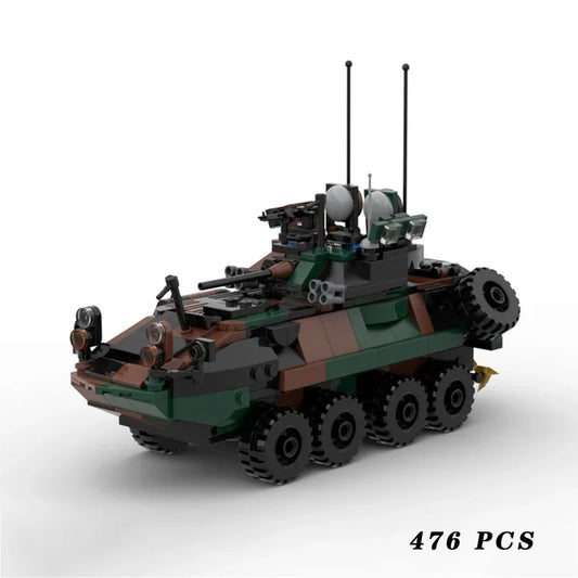Hot MOC Military Equipment LAV-25 Army Combat Armored Vehicle Building Block Assemble Model Display Toys Kids Birthday Gifts