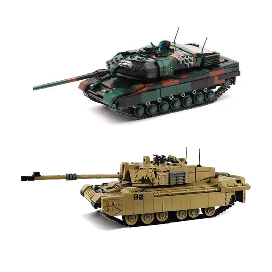 Building Block Military Series UK Challenger 2 Main Battle Tank Model DE Leopard 2A6 Boys' Assembly Brick Birthday Toy