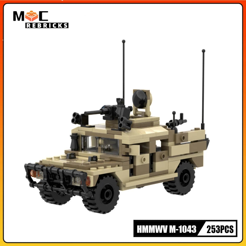 MOC Building Block Military Vehicle Hummer M-1043 Armored SWAT Special Forces Vehicle Model Originality Bricks Boy Toy Xmas Gift