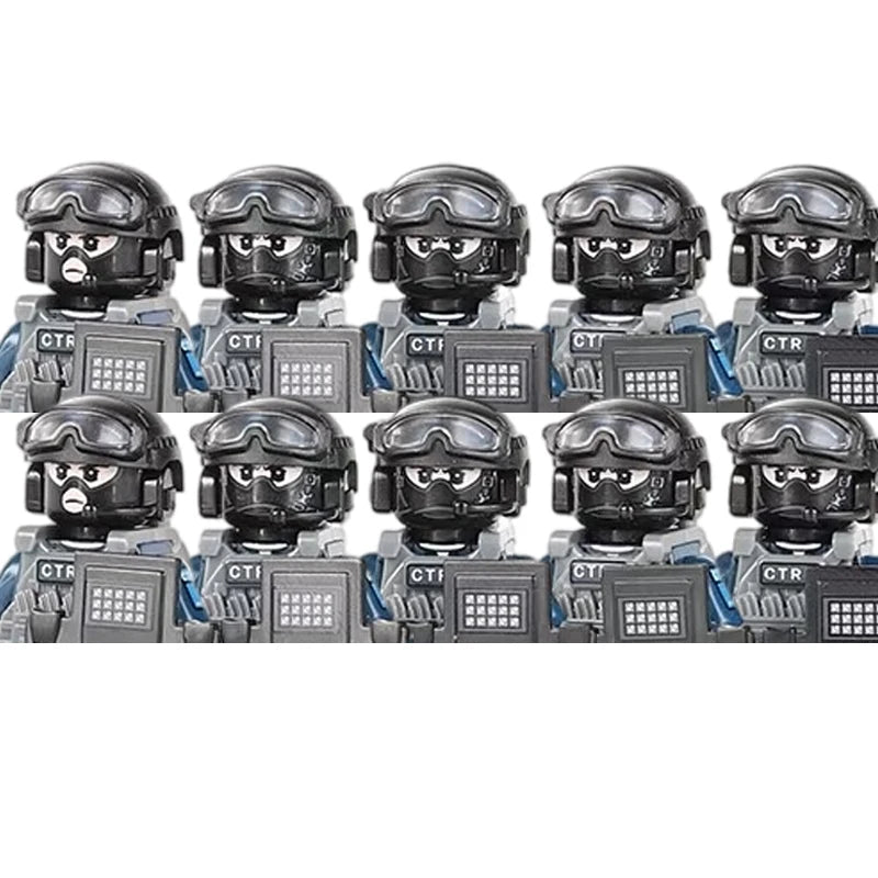 City Police China PTU Special Forces Building Blocks Assault Soldier CTRU Figures Gas Defense Mask Military Weapons Bricks Toys