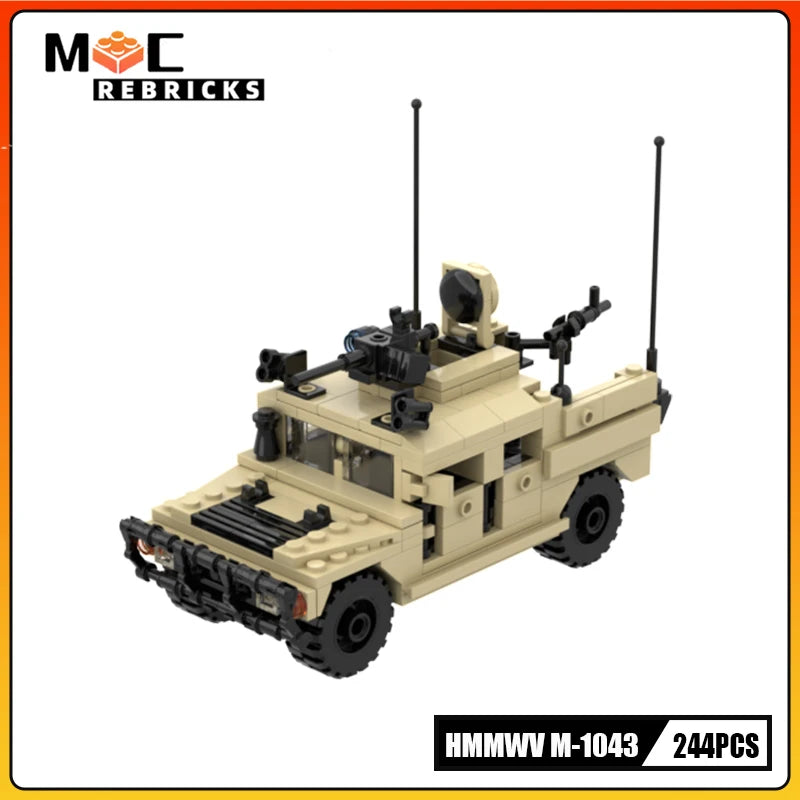 MOC Building Block Military Vehicle Hummer M-1043 Armored SWAT Special Forces Vehicle Model Originality Bricks Boy Toy Xmas Gift
