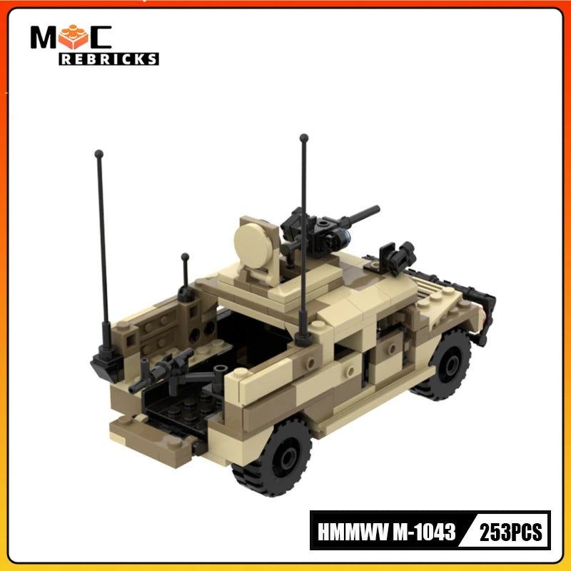 MOC Building Block Military Vehicle Hummer M-1043 Armored SWAT Special Forces Vehicle Model Originality Bricks Boy Toy Xmas Gift