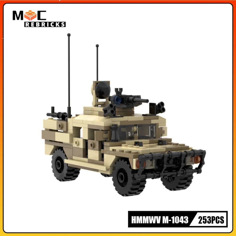 MOC Building Block Military Vehicle Hummer M-1043 Armored SWAT Special Forces Vehicle Model Originality Bricks Boy Toy Xmas Gift