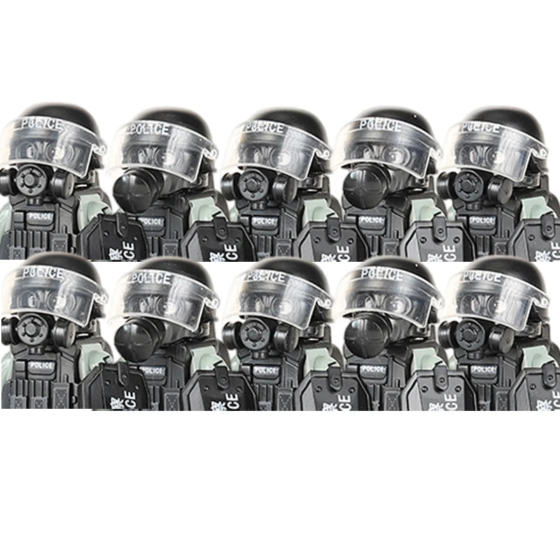 City Police China PTU Special Forces Building Blocks Assault Soldier CTRU Figures Gas Defense Mask Military Weapons Bricks Toys