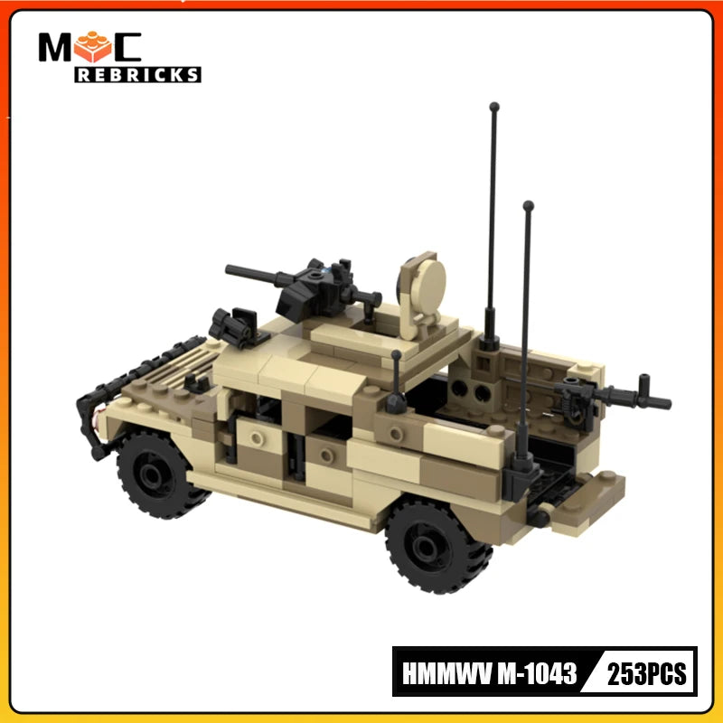 MOC Building Block Military Vehicle Hummer M-1043 Armored SWAT Special Forces Vehicle Model Originality Bricks Boy Toy Xmas Gift