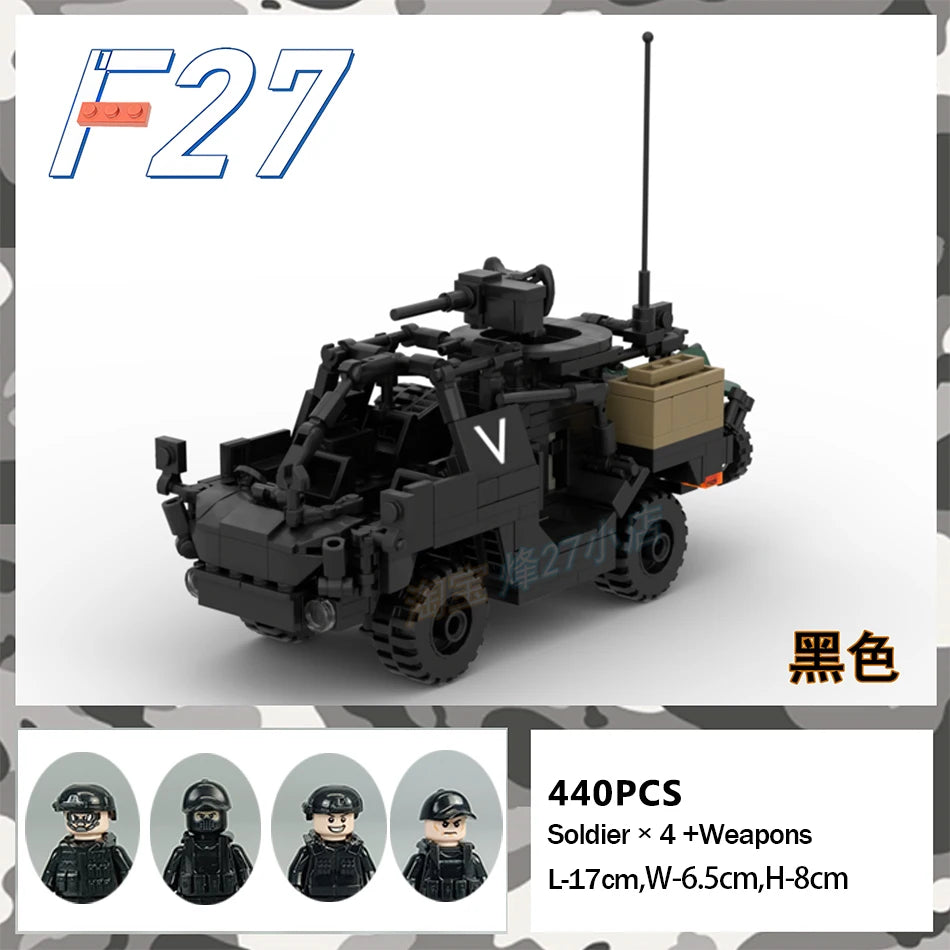Modern Military Series Britain Jackal Armoured Wheeled Vehicle With Figures MOC Building Block Puzzle Bricks Toys Children Gifts