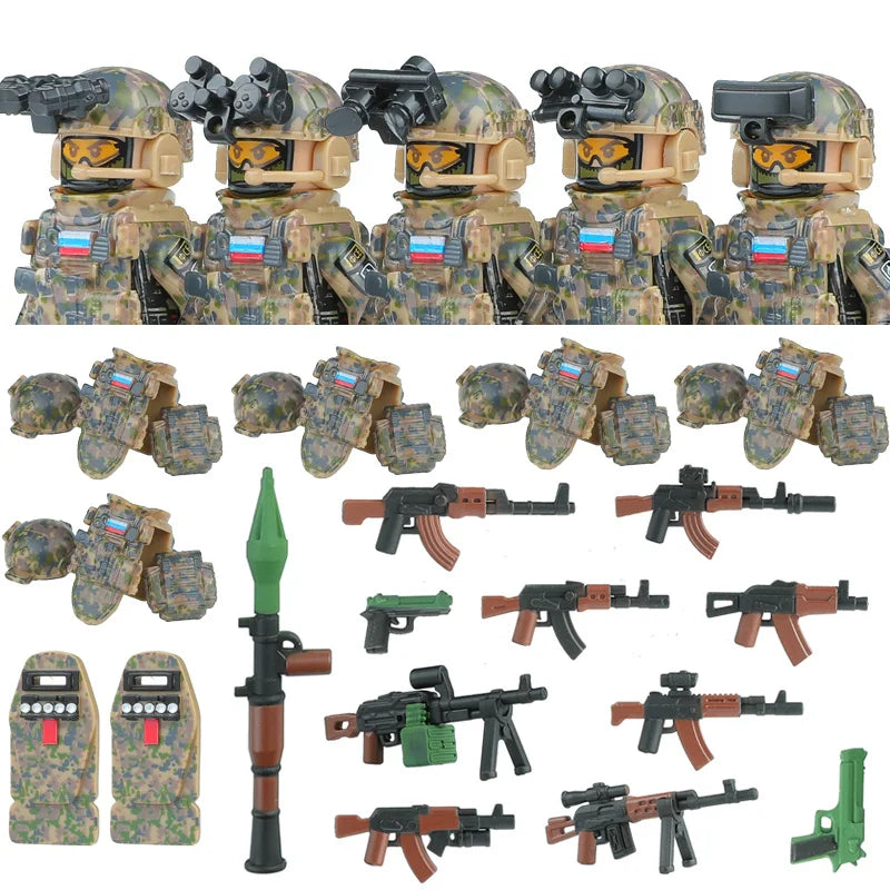 City Special Forces Figures Building Blocks British Special Air Service US Russia SWAT Army Soldiers Military Weapons Bricks Toy