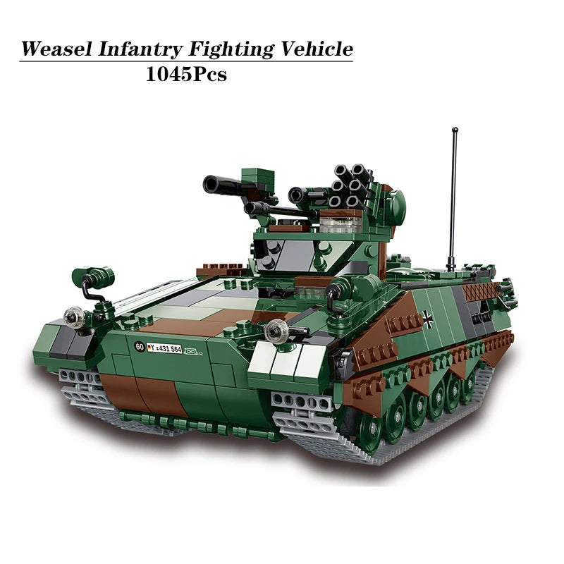 The German Military Weapon Army Weasel Infantry Leopard 2A6 Tank MAN KAT1 8x8 Building Blocks Bricks Toys Compatible With LEGO