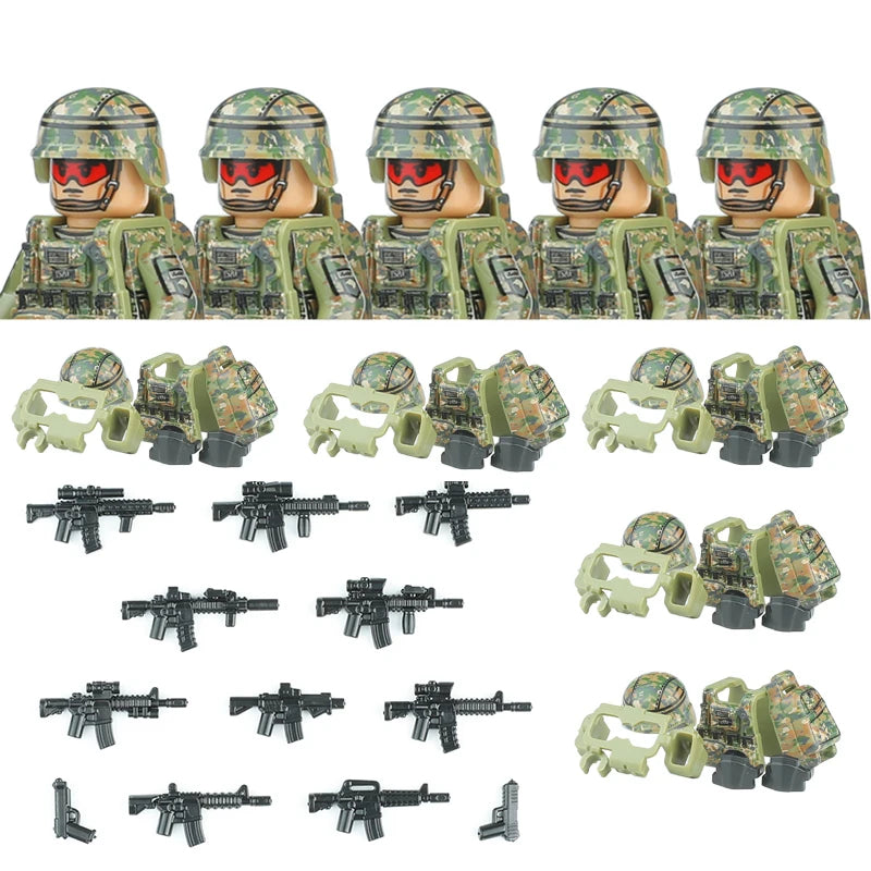 City Special Forces Figures Building Blocks British Special Air Service US Russia SWAT Army Soldiers Military Weapons Bricks Toy