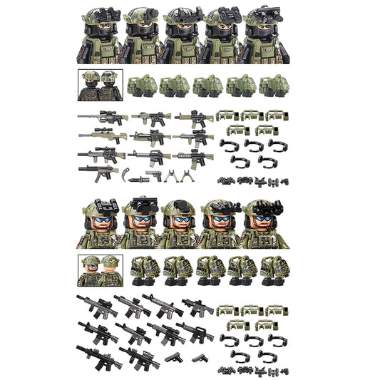 City Special Forces Figures Building Blocks British Special Air Service US Russia SWAT Army Soldiers Military Weapons Bricks Toy