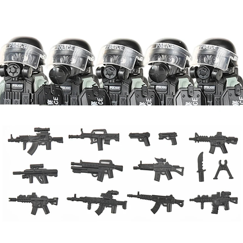 City Police China PTU Special Forces Building Blocks Assault Soldier CTRU Figures Gas Defense Mask Military Weapons Bricks Toys