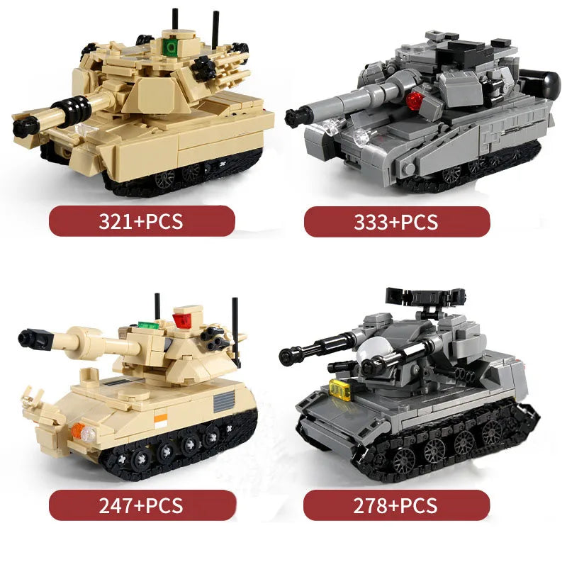 Military series main battle tank building block model challenge leopard 2A7+ ten tank boy children's toy gift