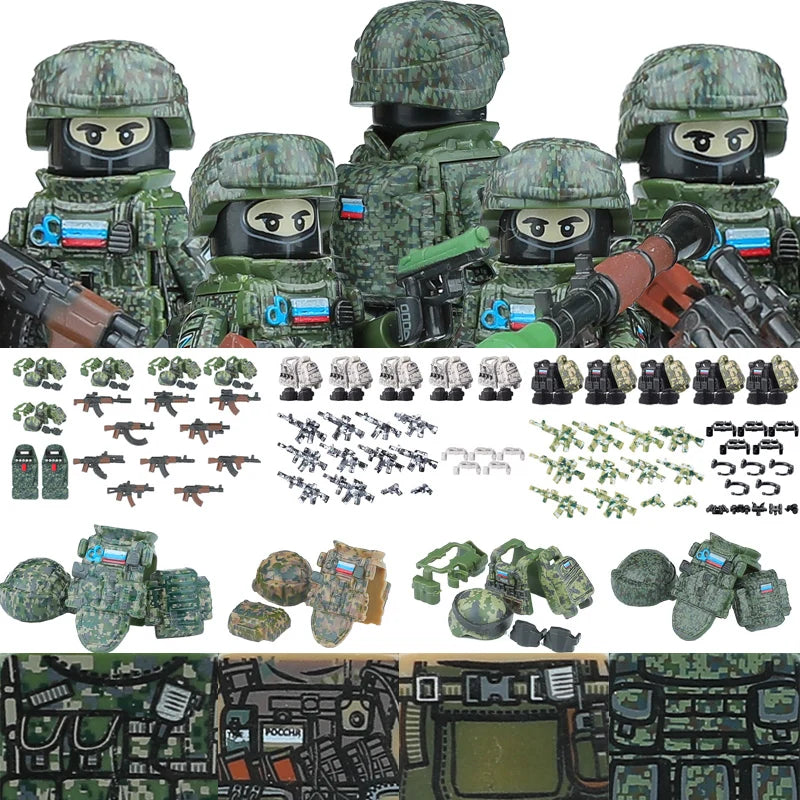 City Special Forces Figures Building Blocks British Special Air Service US Russia SWAT Army Soldiers Military Weapons Bricks Toy