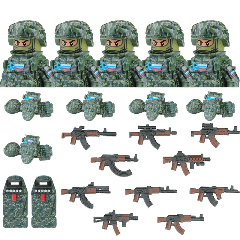 City Special Forces Figures Building Blocks British Special Air Service US Russia SWAT Army Soldiers Military Weapons Bricks Toy