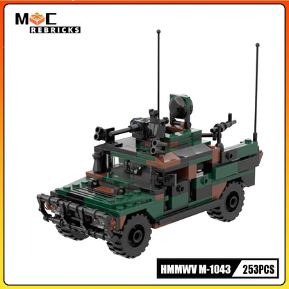 MOC Building Block Military Vehicle Hummer M-1043 Armored SWAT Special Forces Vehicle Model Originality Bricks Boy Toy Xmas Gift