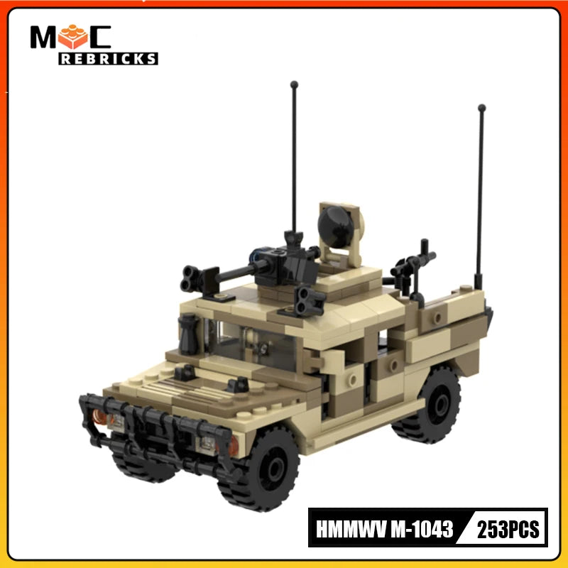MOC Building Block Military Vehicle Hummer M-1043 Armored SWAT Special Forces Vehicle Model Originality Bricks Boy Toy Xmas Gift