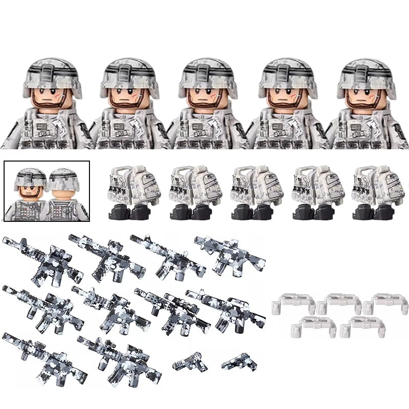 City Special Forces Figures Building Blocks British Special Air Service US Russia SWAT Army Soldiers Military Weapons Bricks Toy