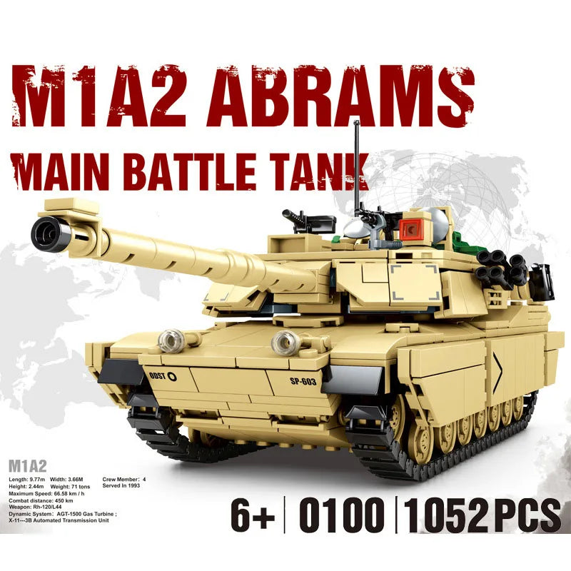 Military series main battle tank building block model challenge leopard 2A7+ ten tank boy children's toy gift