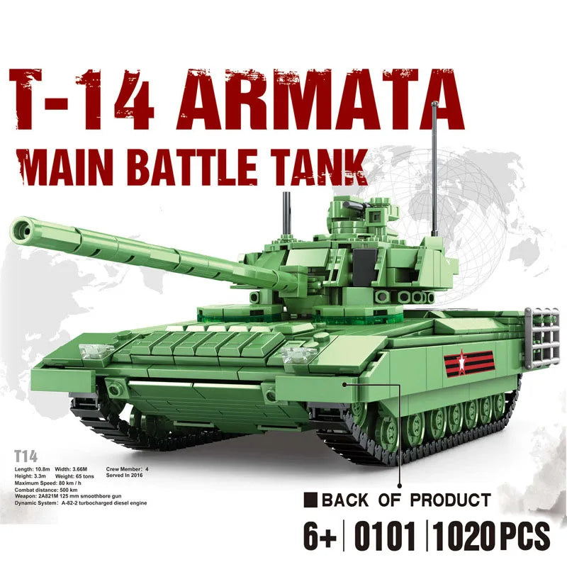 Military series main battle tank building block model challenge leopard 2A7+ ten tank boy children's toy gift