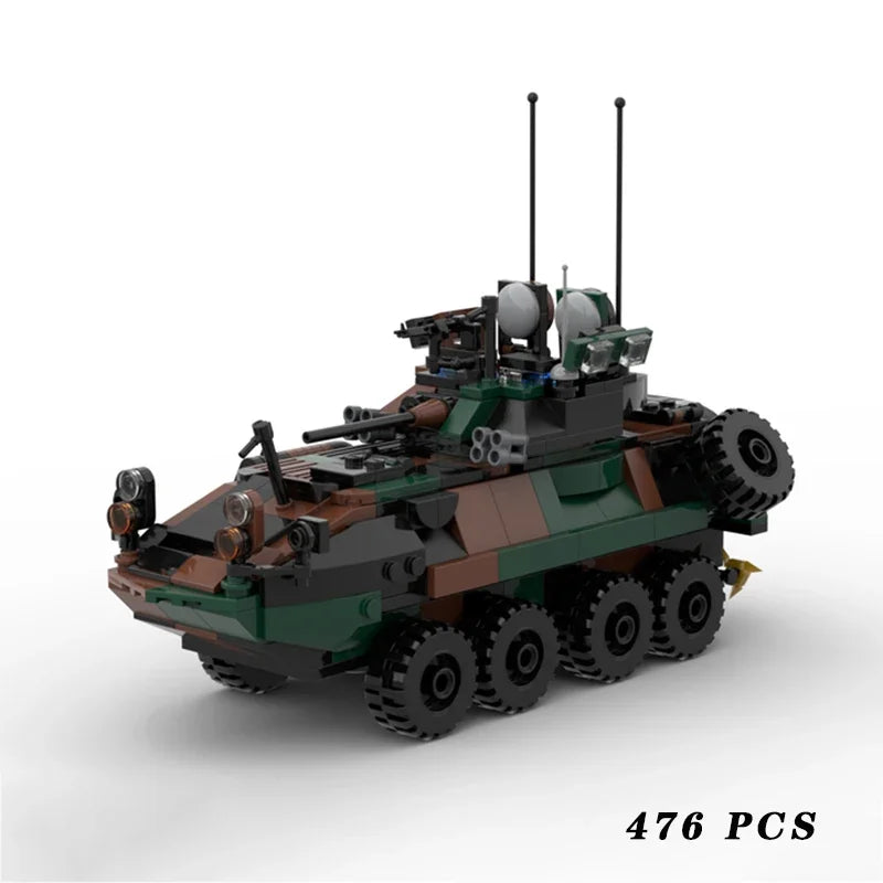 Hot MOC Military Equipment LAV-25 Army Combat Armored Vehicle Building Block Assemble Model Display Toys Kids Birthday Gifts