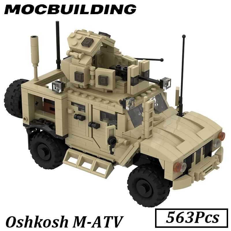 M-ATV Military Vehicle Car Truck Model MRAP MOC Building Blocks Brick Display Toys Gift