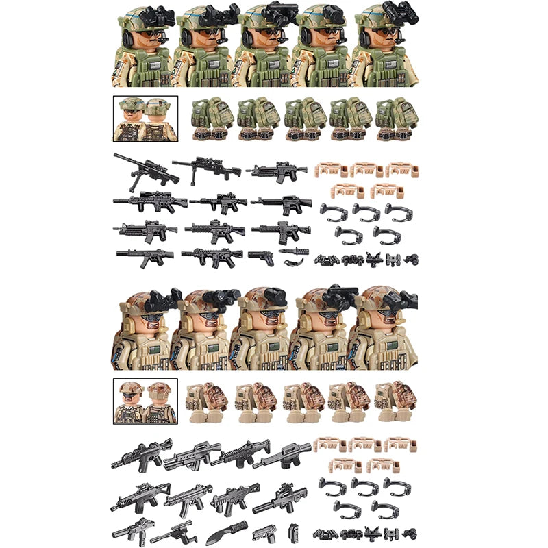 City Special Forces Figures Building Blocks British Special Air Service US Russia SWAT Army Soldiers Military Weapons Bricks Toy