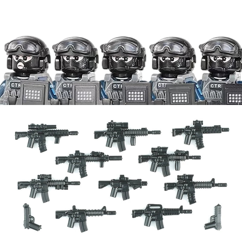 City Police China PTU Special Forces Building Blocks Assault Soldier CTRU Figures Gas Defense Mask Military Weapons Bricks Toys