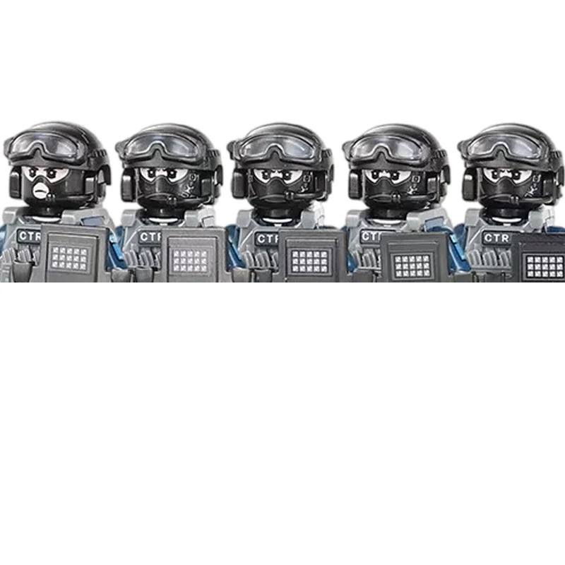 City Police China PTU Special Forces Building Blocks Assault Soldier CTRU Figures Gas Defense Mask Military Weapons Bricks Toys