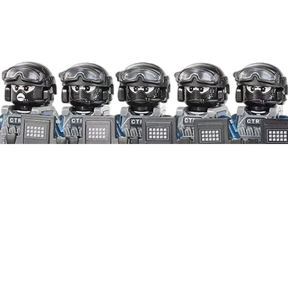 City Police China PTU Special Forces Building Blocks Assault Soldier CTRU Figures Gas Defense Mask Military Weapons Bricks Toys